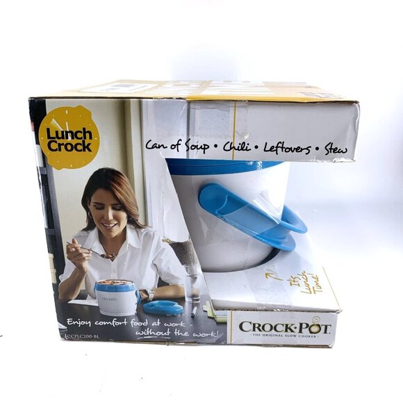Crock Pot Lunch Crock Portable Slow Cooker Food Warmer White & Blue NIB - Picture 2 of 6